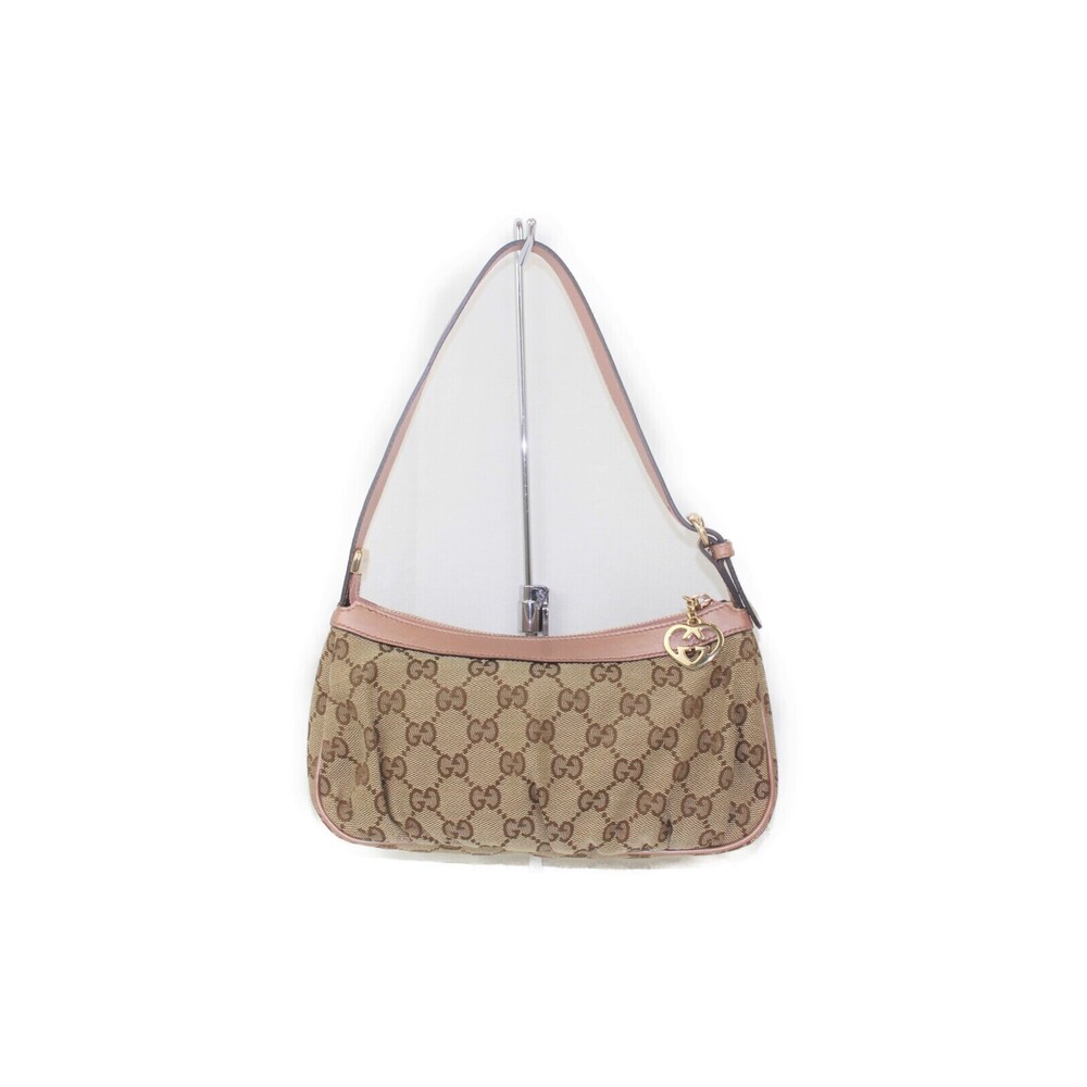 Gucci Pouch Beige Tan brown accessories cosmetics makeup Heart charm - Picture 2 of 7